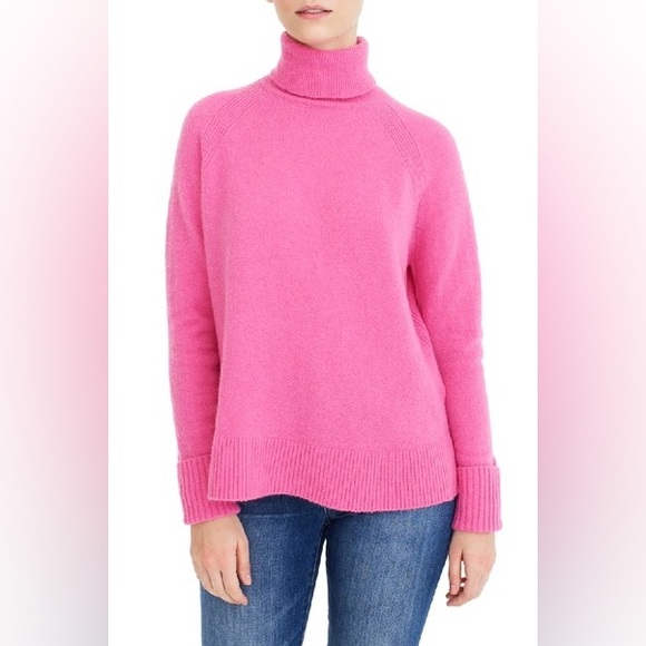 J. Crew Sweaters - J. Crew Side Slit Supersoft Turtleneck Sweater Intense Pink